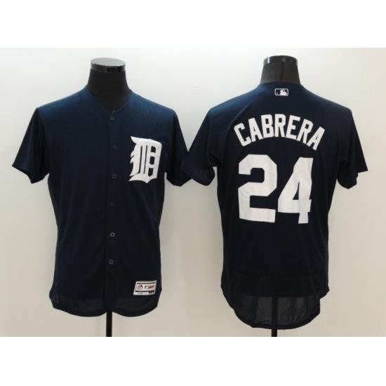 Men's Detroit Tigers #24 Miguel Cabrera Navy Blue Alternate Flex Base Authentic Jersey