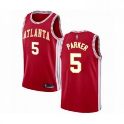 Mens Atlanta Hawks 5 Jabari Parker Authentic Red Basketball Jersey Statement Edition