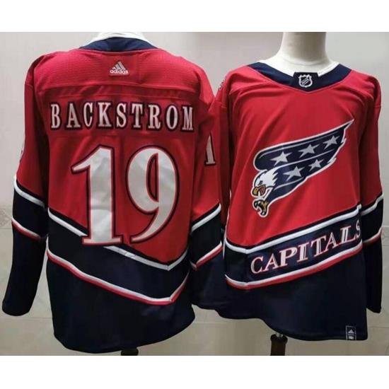 Men Washington Capitals 19 Nicklas Backstrom Red 2020 21 Reverse Retro Adidas Jersey