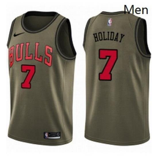 Mens Nike Chicago Bulls 7 Justin Holiday Swingman Green Salute to Service NBA Jersey