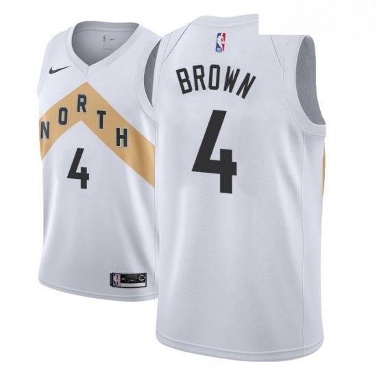 Men NBA 2018 19 Toronto Raptors 4 Lorenzo Brown City Edition White Jersey