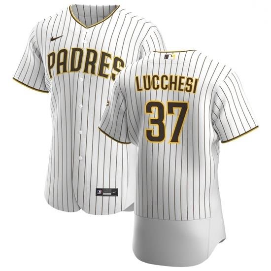 San Diego Padres 37 Joey Lucchesi Men Nike White BroWn Home 2020 Authentic Player Jersey