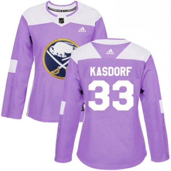 Womens Adidas Buffalo Sabres 33 Jason Kasdorf Authentic Purple Fights Cancer Practice NHL Jersey