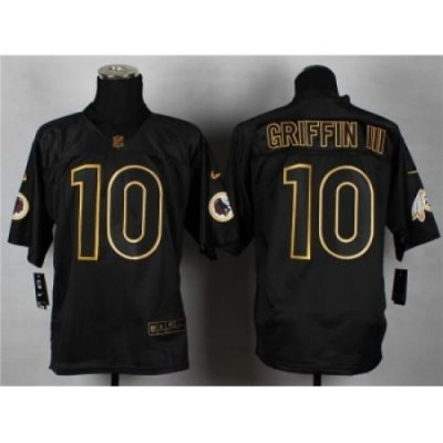 Nike Washington Redskins 10 robert griffin III black Elite gold lettering fashion NFL Jersey