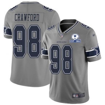 Nike Cowboys 98 Tyrone Crawford Gray Men Stitched With Established In 1960 Patch NFL Limited Inverted Legend Jersey