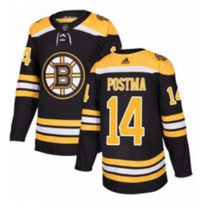 Youth Adidas Boston Bruins 14 Paul Postma Premier Black Home NHL Jersey