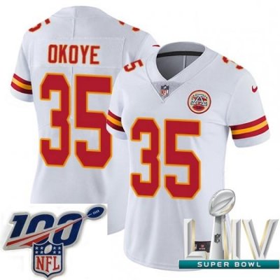 2020 Super Bowl LIV Women Nike Kansas City Chiefs #35 Christian Okoye White Vapor Untouchable Limited Player NFL Jersey