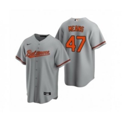 Men's Baltimore Orioles #47 John Means Nike Gray Replica Road Jersey