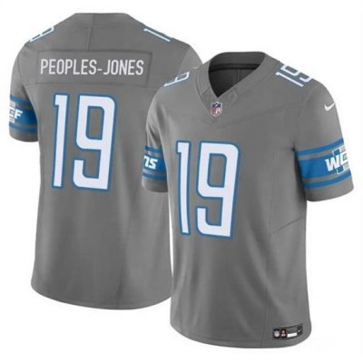 Men Detroit Lions 19 Donovan Peoples Jones Grey 2023 F U S E  Vapor Untouchable Limited Stitched Jersey