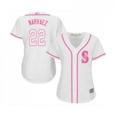 Womens Seattle Mariners 22 Omar Narvaez Replica White Fashion Cool Base Baseball Jersey