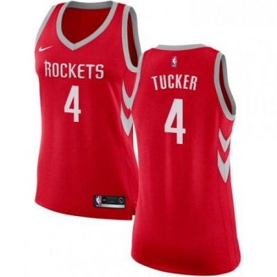 Womens Nike Houston Rockets 4 PJ Tucker Swingman Red Road NBA Jersey Icon Edition