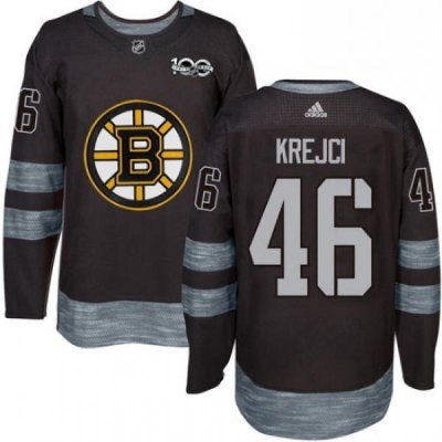 Mens Adidas Boston Bruins 46 David Krejci Premier Black 1917 2017 100th Anniversary NHL Jersey