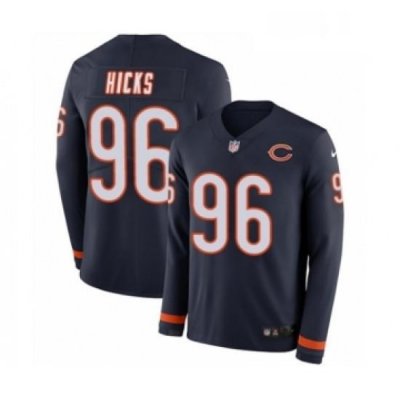 Mens Nike Chicago Bears 96 Akiem Hicks Limited Navy Blue Therma Long Sleeve NFL Jersey