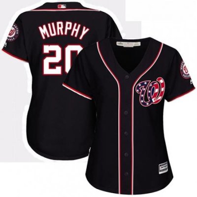 Womens Majestic Washington Nationals 20 Daniel Murphy Authentic Navy Blue Alternate 2 Cool Base MLB Jersey