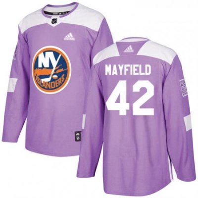 Youth Adidas New York Islanders 42 Scott Mayfield Authentic Purple Fights Cancer Practice NHL Jersey