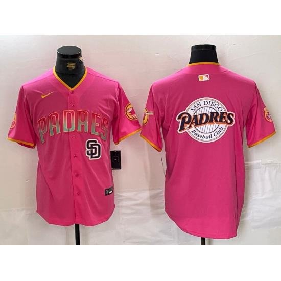 Men San Diego Padres Team Big Logo Pink Cool Base Stitched Baseball Jersey 5