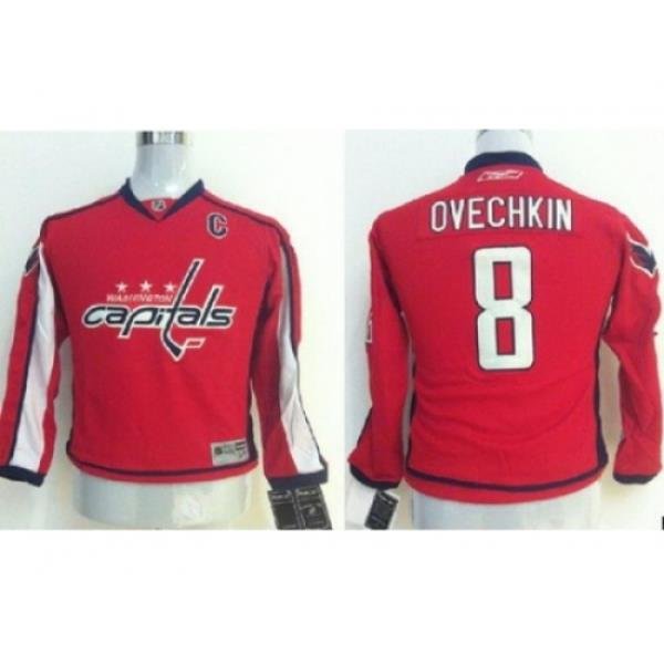 Kids Washington Capitals 8 Alex Ovechkin Red NHL Jerseys