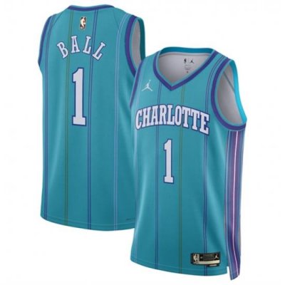 Men Charlotte Hornets 1 LaMelo Ball Teal 2023 24 Classic Edition Stitched Basketball Jersey