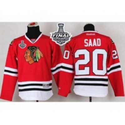 youth nhl jerseys chicago blackhawks #20 saad red[2015 stanley cup]