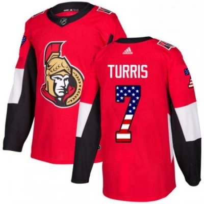 Mens Adidas Ottawa Senators 7 Kyle Turris Authentic Red USA Flag Fashion NHL Jersey