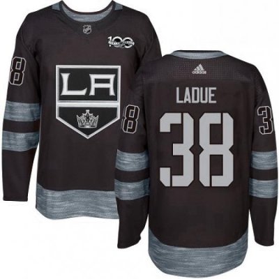 Mens Adidas Los Angeles Kings 38 Paul LaDue Premier Black 1917 2017 100th Anniversary NHL Jersey