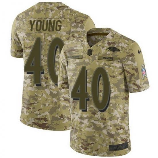 Nike Ravens #40 Kenny Young Camo Mens Stitched NFL Limited 2018 Salute To Service Jersey