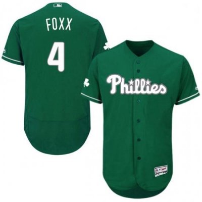 Mens Majestic Philadelphia Phillies 4 Jimmy Foxx Green Celtic Flexbase Authentic Collection MLB Jersey