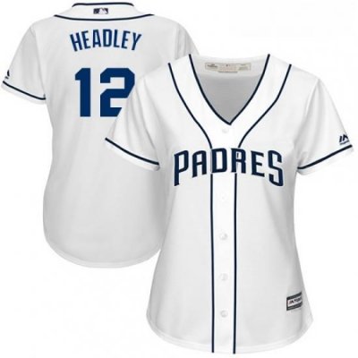 Womens Majestic San Diego Padres 12 Chase Headley Replica White Home Cool Base MLB Jersey