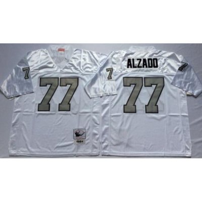 Men Las Vegas Raiders 77 Lyle Alzado White Silver M&N Throwback Jersey