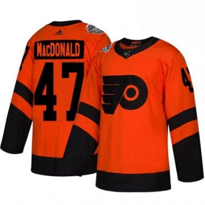 Womens Adidas Philadelphia Flyers 47 Andrew MacDonald Orange Authentic 2019 Stadium Series Stitched NHL Jersey