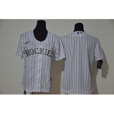 Women Rockies Blank White Women Cool Base Jersey