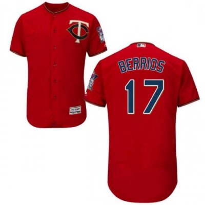 Mens Majestic Minnesota Twins 17 Jose Berrios Authentic Scarlet Alternate Flex Base Authentic Collection MLB Jersey