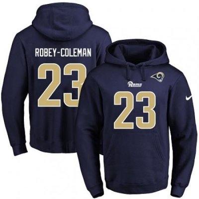 NFL Mens Nike Los Angeles Rams 23 Nickell Robey Coleman Navy Blue Name Number Pullover Hoodie