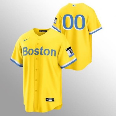 Boston Red Sox Cusom Men Women youth Nike 2021 City Connect Gold Fans Version MLB Jersey   No Name