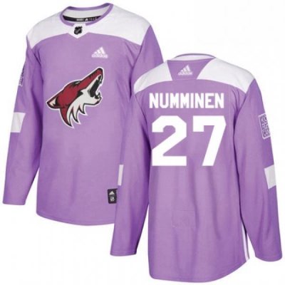 Youth Adidas Arizona Coyotes 27 Teppo Numminen Authentic Purple Fights Cancer Practice NHL Jersey