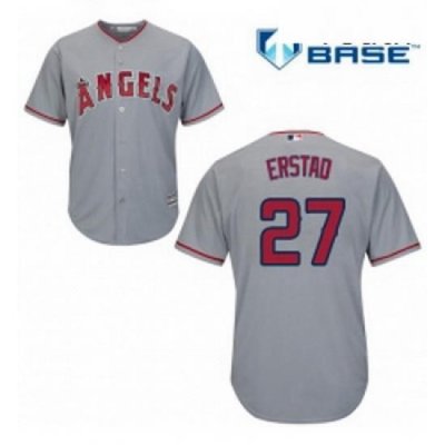 Youth Majestic Los Angeles Angels of Anaheim 27 Darin Erstad Replica Grey Road Cool Base MLB Jersey