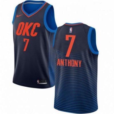 Mens Nike Oklahoma City Thunder 7 Carmelo Anthony Authentic Navy Blue NBA Jersey Statement Edition