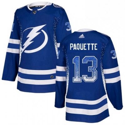 Mens Adidas Tampa Bay Lightning 13 Cedric Paquette Authentic Blue Drift Fashion NHL Jersey