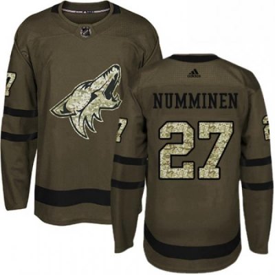 Youth Adidas Arizona Coyotes 27 Teppo Numminen Authentic Green Salute to Service NHL Jersey