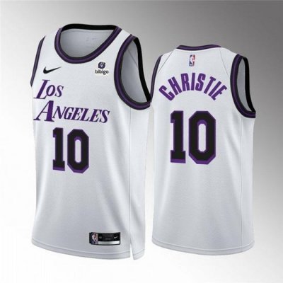 Men Los Angeles Lakers 10 Max Christie White City Edition Stitched Basketball Jersey