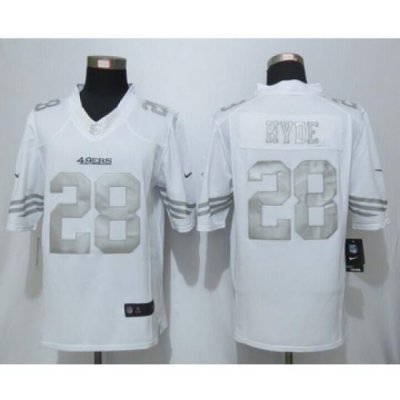 Nike San Francisco 49ers #28 Carlos Hyde Platinum White Limited Jerseys