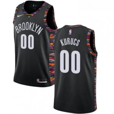 Womens Nike Brooklyn Nets 00 Rodions Kurucs Swingman Black NBA Jersey 2018 19 City Edition