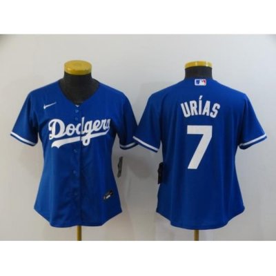 Women Los Angeles Dodgers 7 Julio Urias Royal Women 2020 Nike Cool Base Jersey