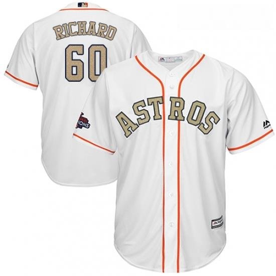 Mens Majestic Houston Astros 60 Dallas Keuchel Replica White 2018 Gold Program Cool Base MLB Jersey