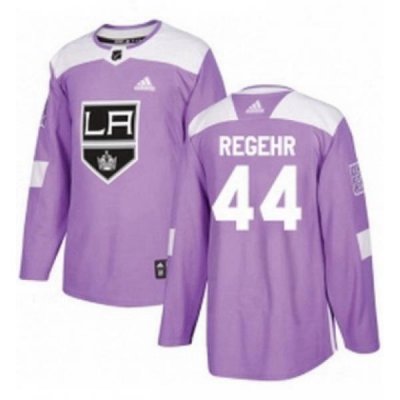 Mens Adidas Los Angeles Kings 44 Robyn Regehr Authentic Purple Fights Cancer Practice NHL Jersey