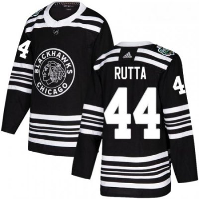 Youth Adidas Chicago Blackhawks 44 Jan Rutta Authentic Black 2019 Winter Classic NHL Jersey