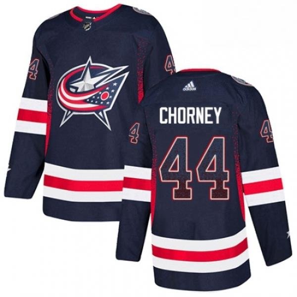 Mens Adidas Columbus Blue Jackets 44 Taylor Chorney Authentic Navy Blue Drift Fashion NHL Jersey