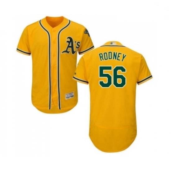 Mens Oakland Athletics 56 Fernando Rodney Gold Alternate Flex Base Authentic Collection Baseball Jersey