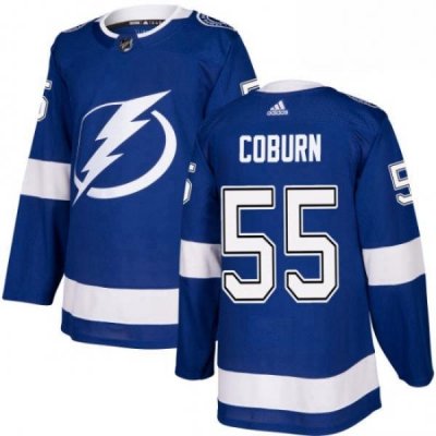 Mens Adidas Tampa Bay Lightning 55 Braydon Coburn Authentic Royal Blue Home NHL Jersey