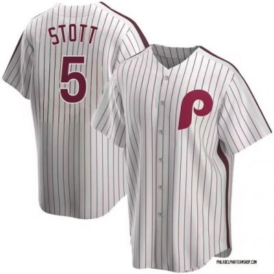 Mens Nike Philadelphia Phillies 5 Bryson Stott White CooperstoWn Collection Home Stitched Baseball Jersey